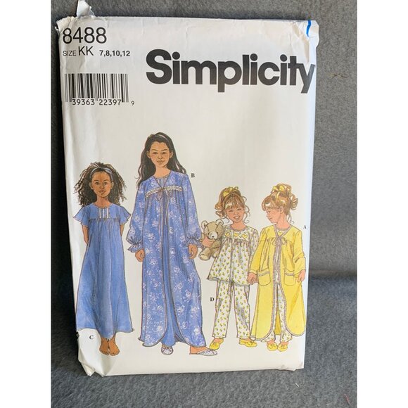 Simplicity Girls Sleepwear Sewing Pattern Sz 7-12 8488 - Uncut - Picture 4 of 4